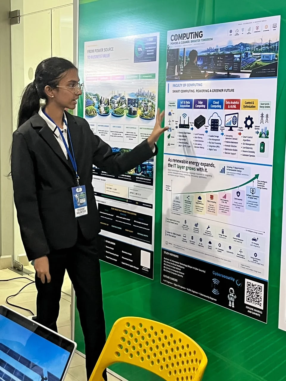 A NEST member presenting a computing display at NSBM Open Day